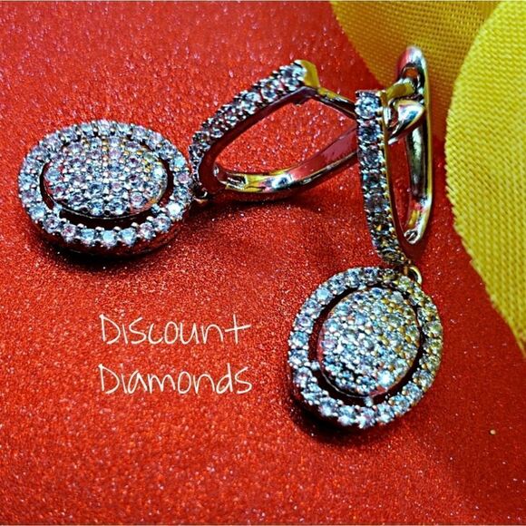 New Women's Clear White Diamond Dangle Lever Back Earrings o… - Picture 8 of 12